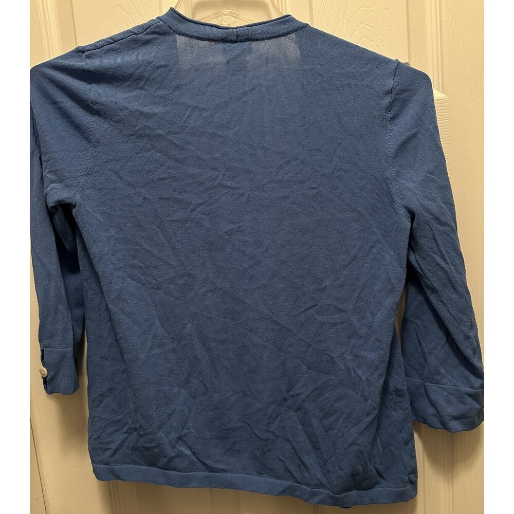 Chico's size 0 (small) Blue Cardigan long 3/4 sleeve top. - Picture 5 of 5